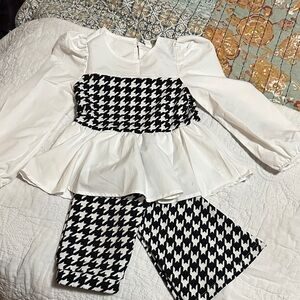 SHEIN Black and White Houndstooth Garment